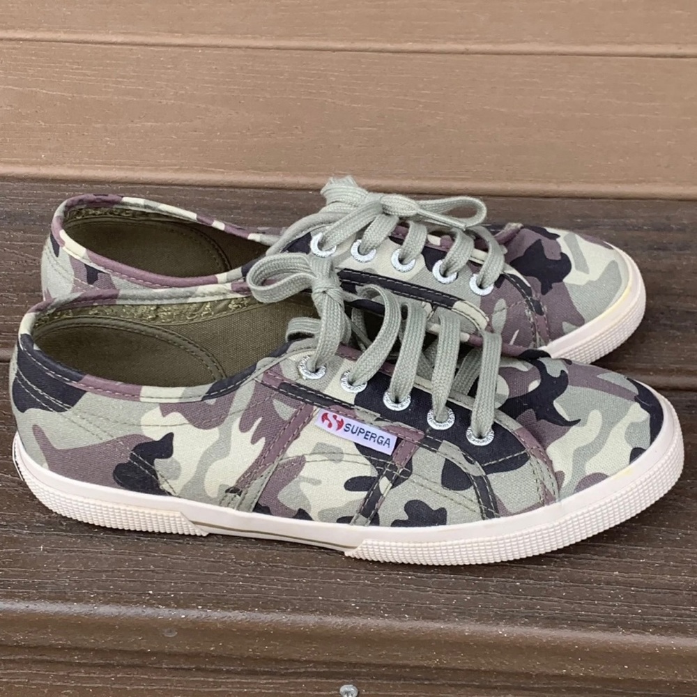 Women’s Size 6 Superga Italian Fashion Sneakers Green Multi‎ Color Camouflage - Picture 8 of 9